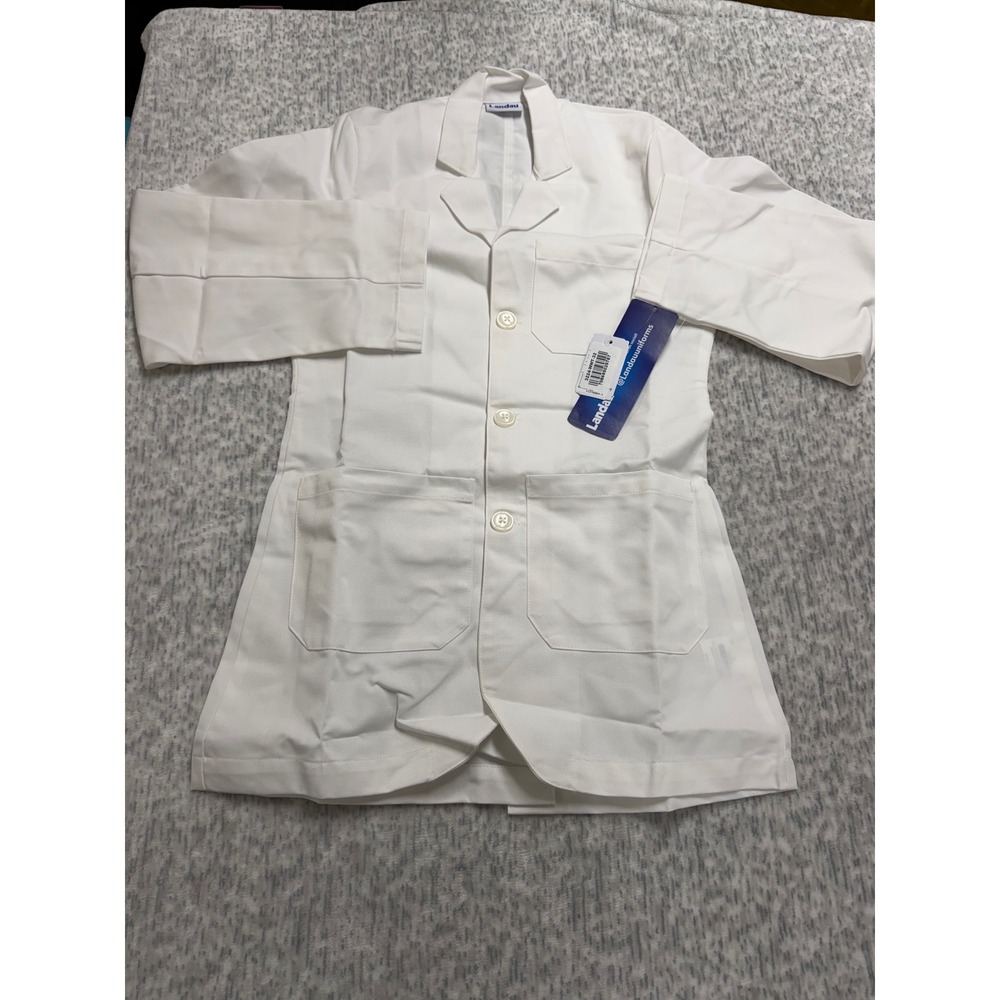 Landau‎ White Lab Coat Professional Medical Uniform Size 32 3224-WWT-32 NWT
